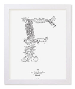 Letter F 8"x10" Print, White Wooden Frame  ($40)