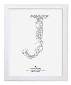 Letter J 8"x10" Print, White Wooden Frame  ($40)
