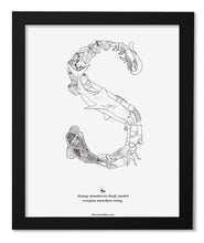 Load image into Gallery viewer, Letter S 8&quot;x10&quot; Print, Black Wooden Frame  ($40)
