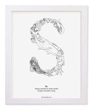 Load image into Gallery viewer, Letter S 8&quot;x10&quot; Print, White Wooden Frame  ($40)
