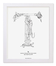 Load image into Gallery viewer, Letter T 8&quot;x10&quot; Print, White Wooden Frame  ($40)
