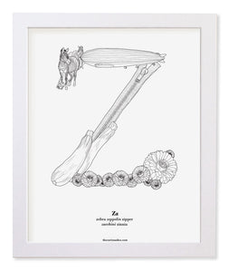 Letter Z 8"x10" Print, White Wooden Frame  ($40)