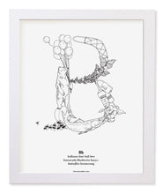 Load image into Gallery viewer, Letter B 8&quot;x10&quot; Print, White Wooden Frame  ($40)
