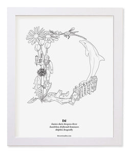 Letter D 8"x10" Print, White Wooden Frame  ($40)