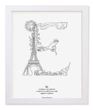 Load image into Gallery viewer, Letter E 8&quot;x10&quot; Print, White Wooden Frame  ($40)
