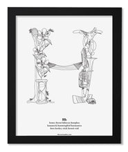 Load image into Gallery viewer, Letter H 8&quot;x10&quot; Print, Black Wooden Frame  ($40)
