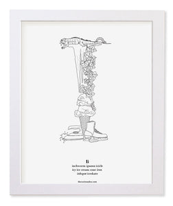 Letter I 8"x10" Print, White Wooden Frame  ($40)