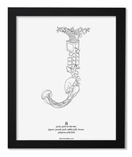 Load image into Gallery viewer, Letter J 8&quot;x10&quot; Print, Black Wooden Frame  ($40)
