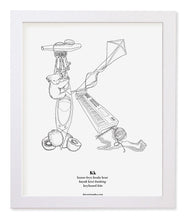 Load image into Gallery viewer, Letter K 8&quot;x10&quot; Print, White Wooden Frame  ($40)
