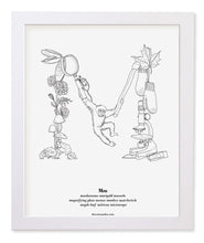 Load image into Gallery viewer, Letter M 8&quot;x10&quot; Print, White Wooden Frame  ($40)
