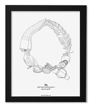Load image into Gallery viewer, Letter Q 8&quot;x10&quot; Print, Black Wooden Frame  ($40)

