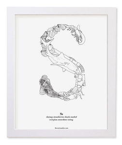Letter S 8"x10" Print, White Wooden Frame  ($40)