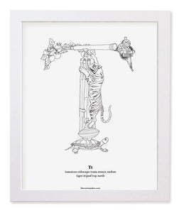 Letter T 8"x10" Print, White Wooden Frame  ($40)