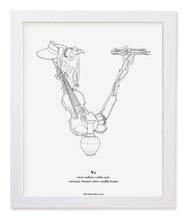 Load image into Gallery viewer, Letter V 8&quot;x10&quot; Print, White Wooden Frame  ($40)
