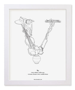 Letter V 8"x10" Print, White Wooden Frame  ($40)